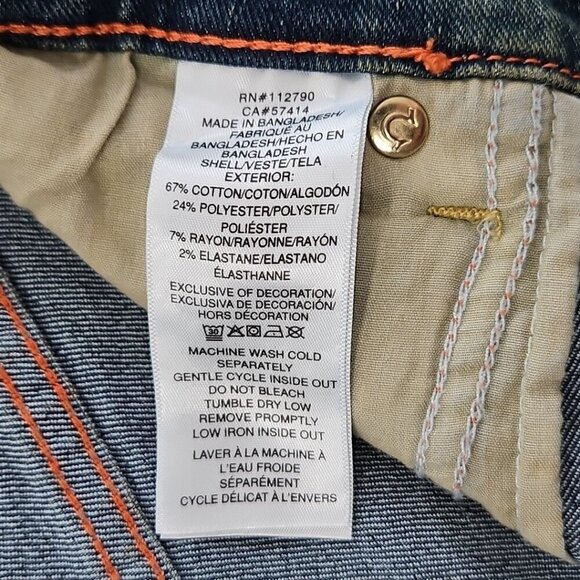 True Religion Rocco Jeans Men's 36x32 NWT Relaxed Wide Leg Acid Wash NEW - Picture 15 of 16